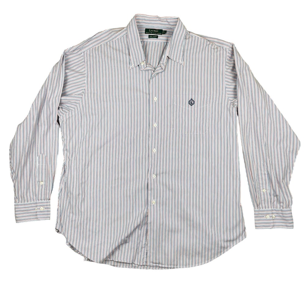 Lauren Ralph Lauren RLL Shirt Mens Large 17.5 34/35 Long Sleeve Button Up Stripe